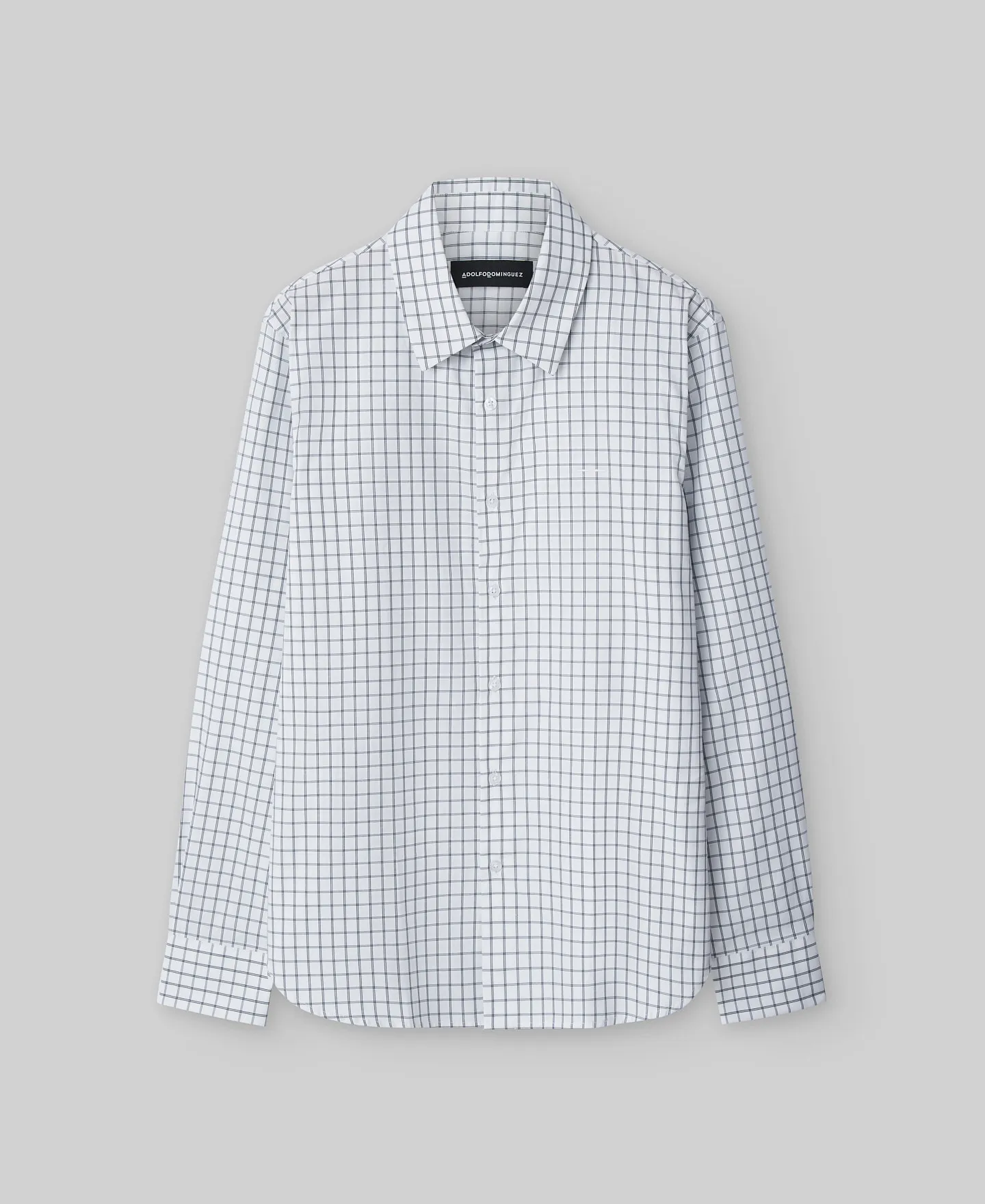Blue checkered cotton shirt man