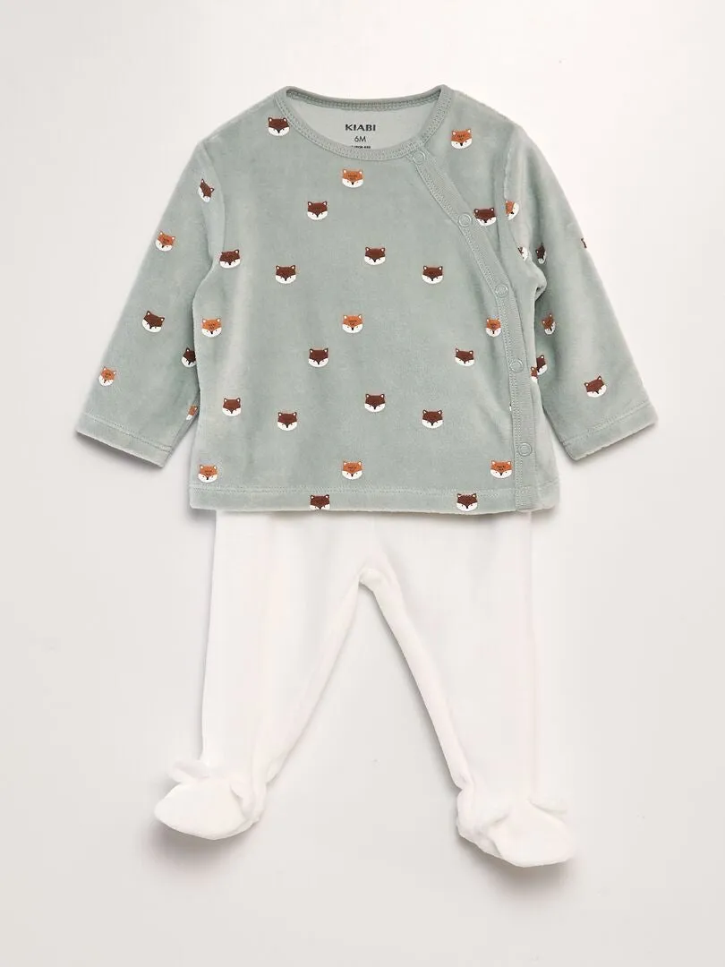 CONJUNTO DE PIJAMA DE TERCIOPELO  AZUL