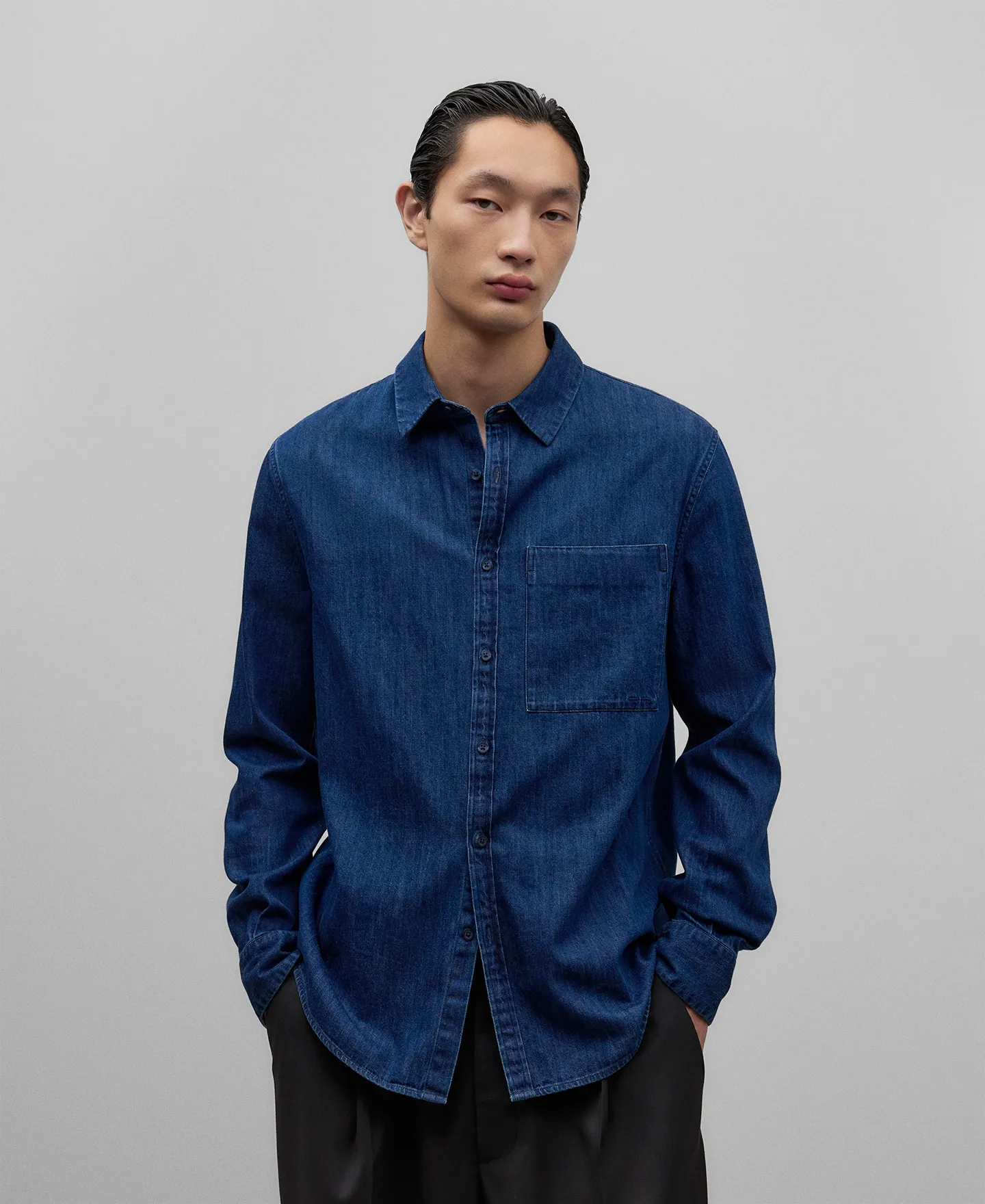 Cotton denim shirt man