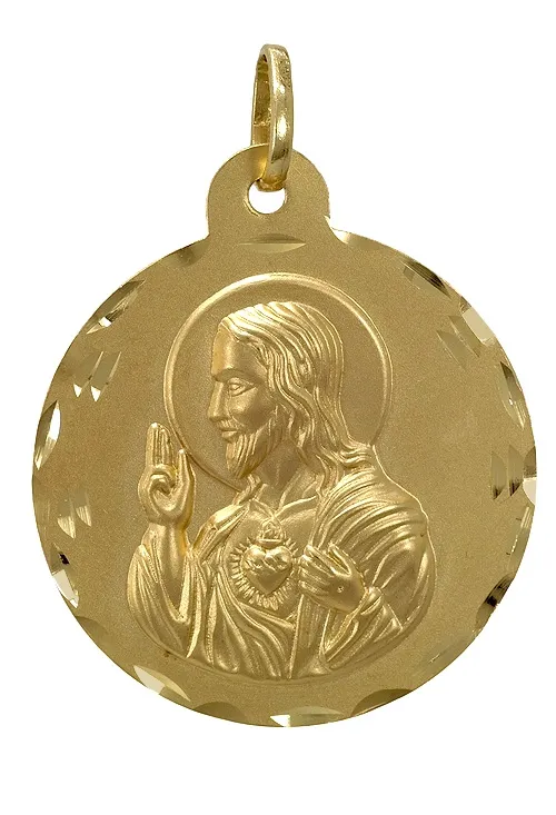 Escapulario en oro, Virgen del Carmen y Sagrado Corazón. 084_01M895