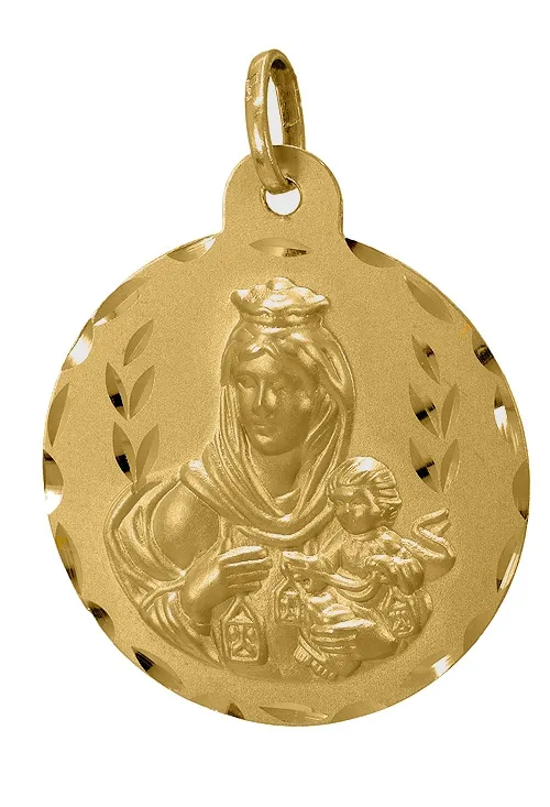 Escapulario en oro, Virgen del Carmen y Sagrado Corazón. 084_01M895