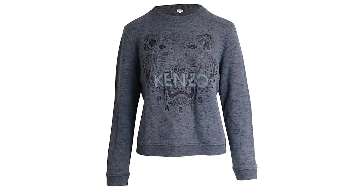 Kenzo Sudadera Melange con parte superior bordada en algodón gris 
