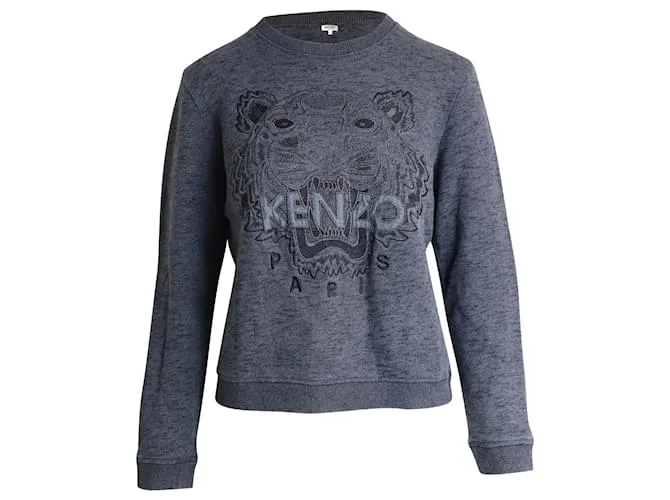 Kenzo Sudadera Melange con parte superior bordada en algodón gris 