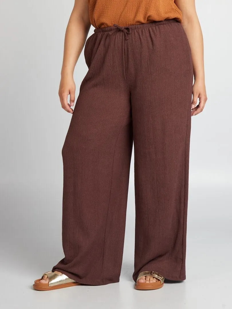 PANTALóN ANCHO DE PUNTO GOFRADO  MARRON