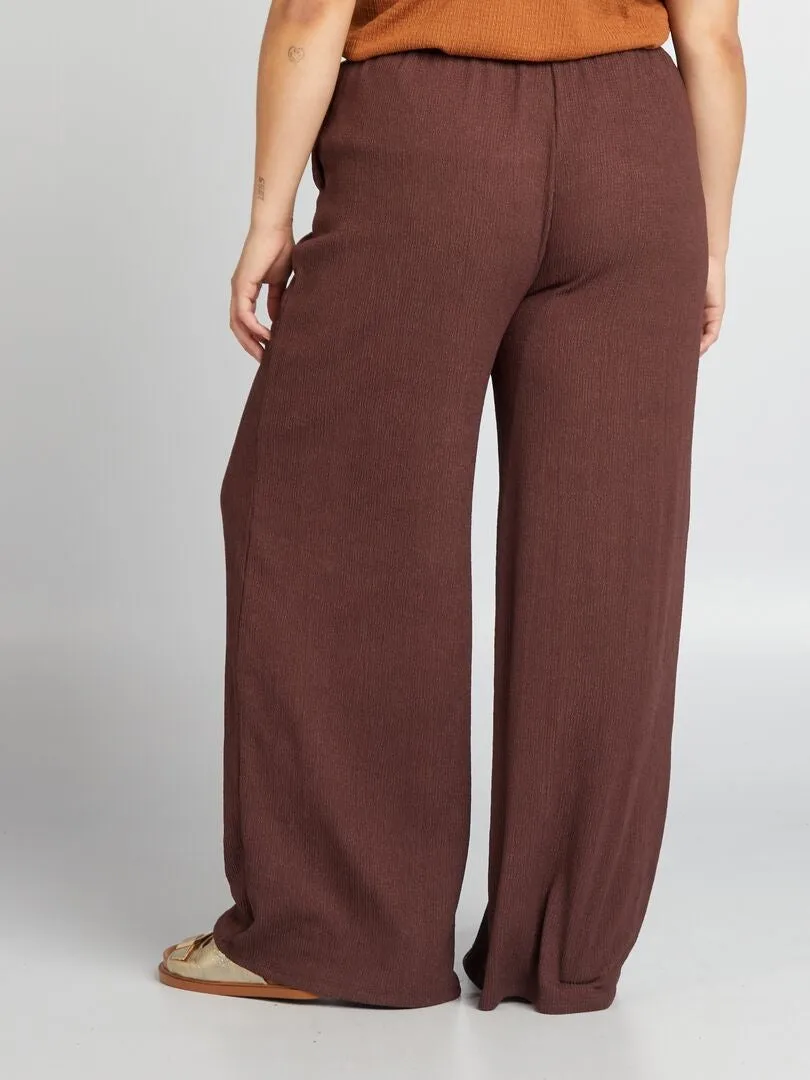 PANTALóN ANCHO DE PUNTO GOFRADO  MARRON