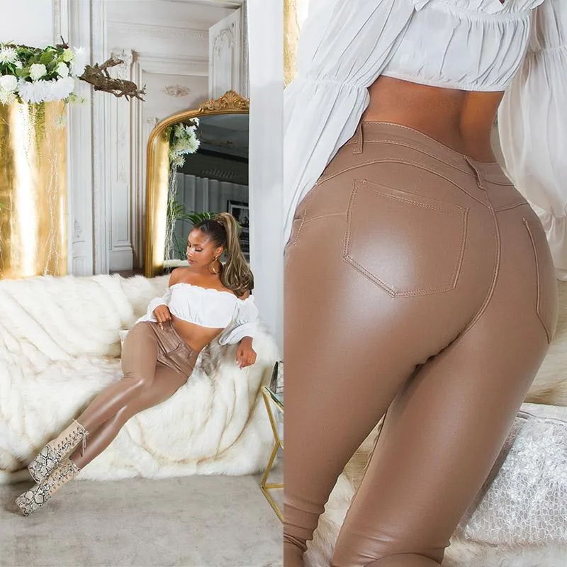 PANTALóN CINTURA ALTA PUSHUP CAPUCHINO