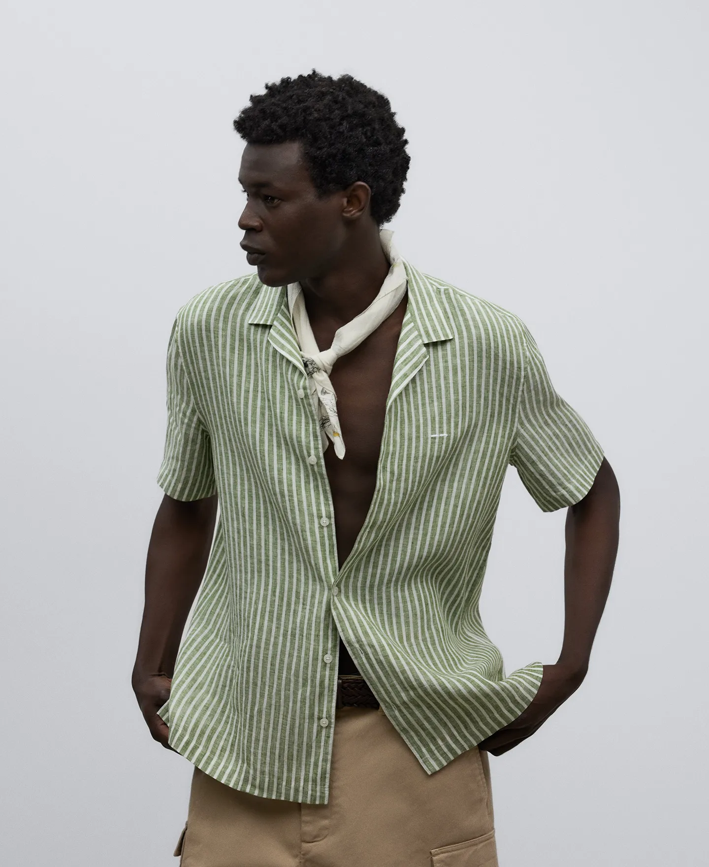 Striped linen shirt man