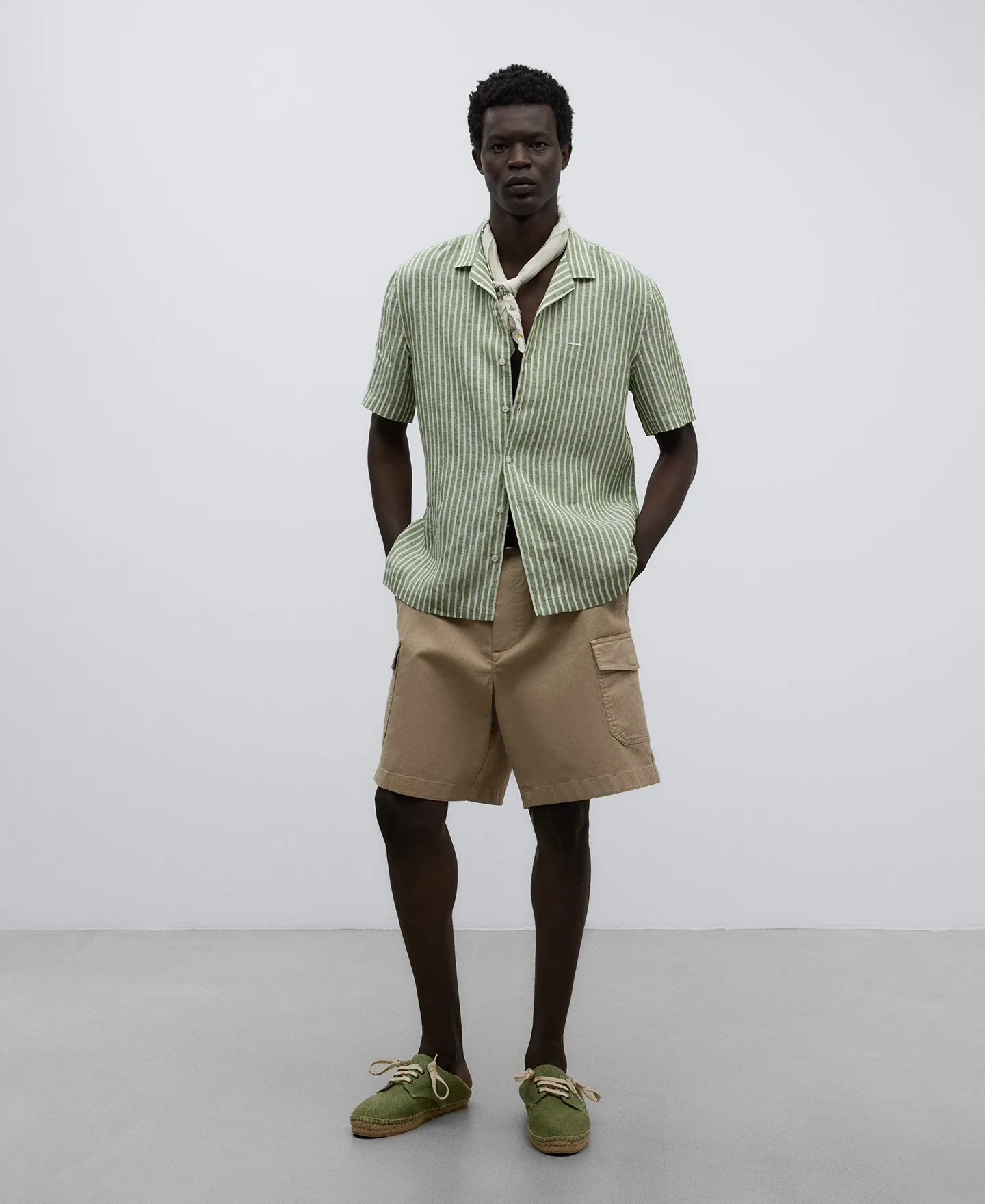 Striped linen shirt man