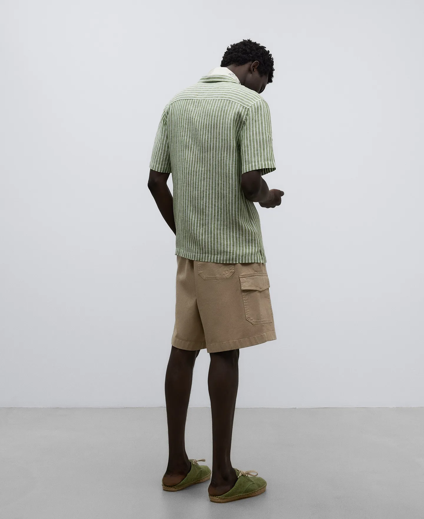 Striped linen shirt man