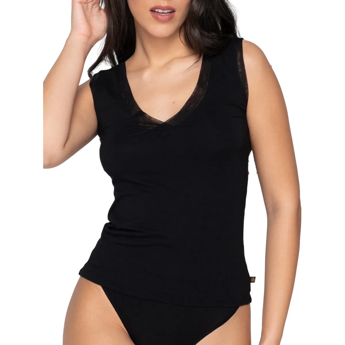 Top sin mangas con cuello en V Cotton Touch  Splendida