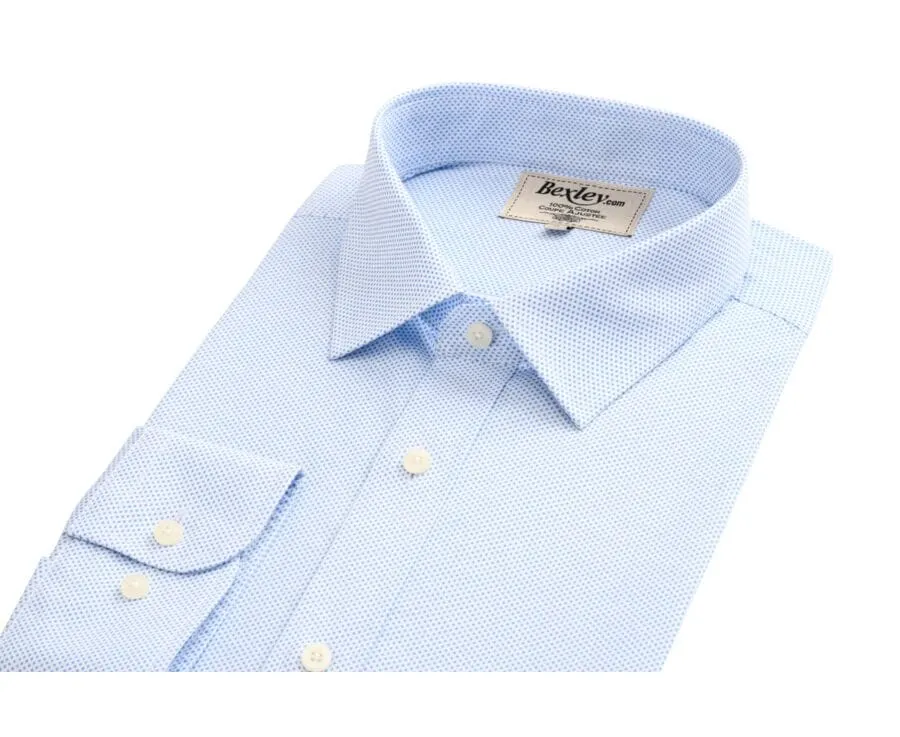 WHITE PRINTED COTTON SHIRT  BLUE PATTERNS  STRAIGHT COLLAR  VALÉRIEN